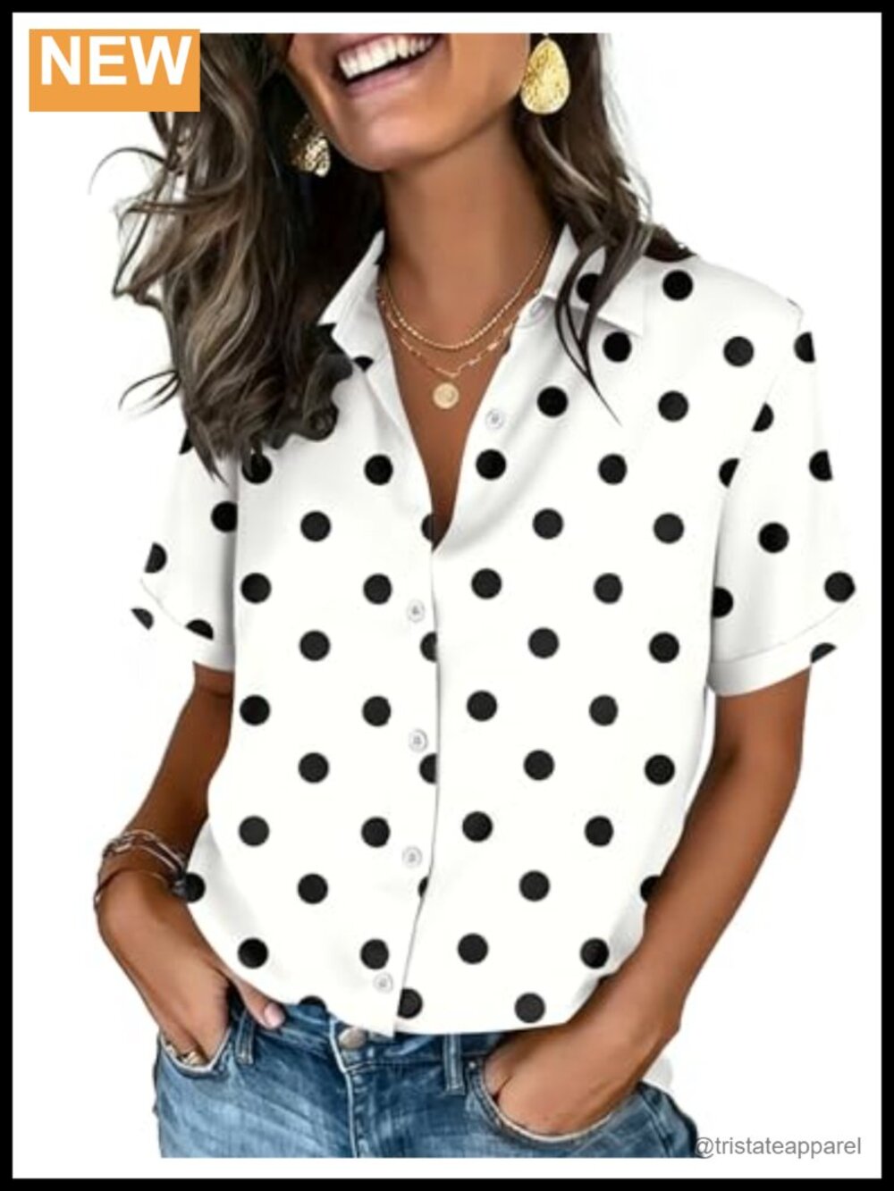 Zeagoo Women's Button Down Shirt Short Sleeve V-Neck Blouse Polyester Spandex